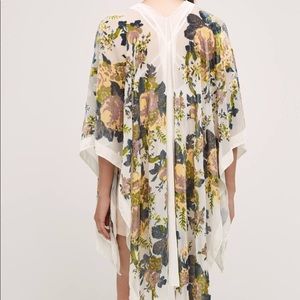 Anthropologie Terceira Velvet Floral Kimono Shawl
